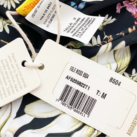 Agua Bendita Egle Moss Black Floral Reversible Swim Bikini Bottom - Picture 8 of 8